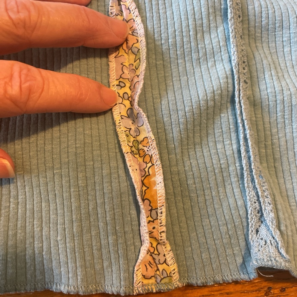Urban Outfitters Blue Ribbed Dress, flower and lace  accents - Picture 2 of 6